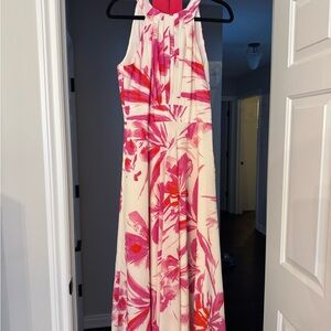 Eliza J Pink and Cream Floral Maxi Dress